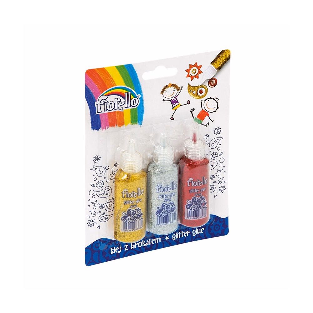 Ragasztó folyékony FIORELLO GR-BK20B3 glitteres 3x20 ml arany ezüst piros Ragasztó folyékony FIORELLO GR-BK20B3 glitteres 3x20 ml arany ezüst piros