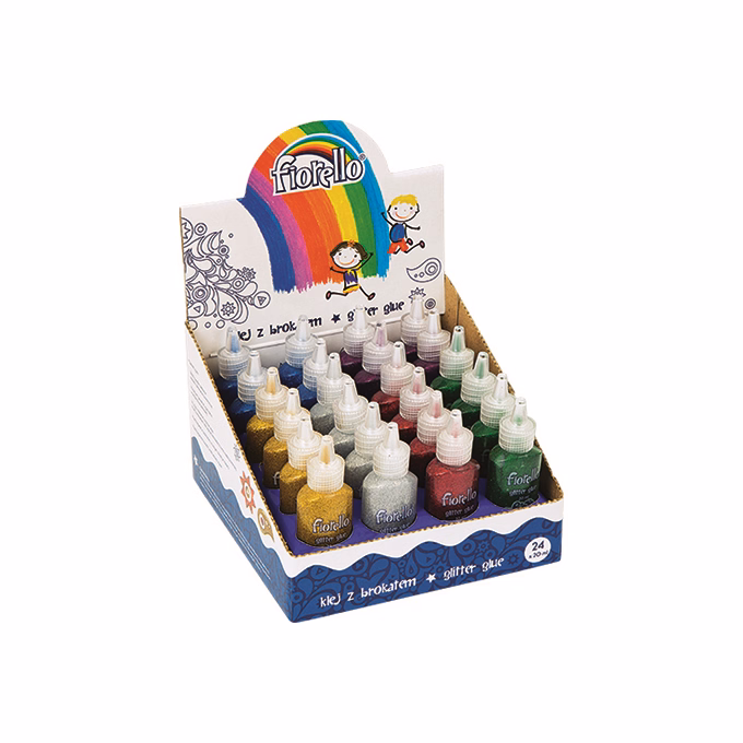 Ragasztó folyékony display FIORELLO GR-BK20D24 glitteres 20ml 24 darabos vegyes színek