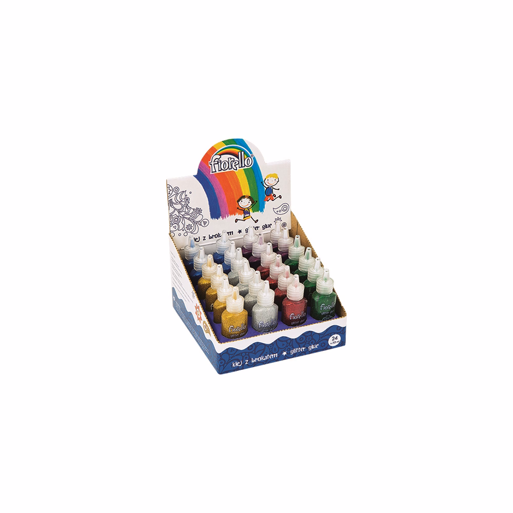 Ragasztó folyékony display FIORELLO GR-BK20D24 glitteres 20ml 24 darabos vegyes színek