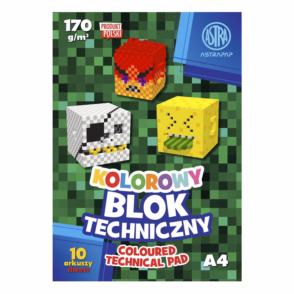 Rajzlap ASTRA PAP 170 g A/4 10 íves színes szélű Pixel és Unicorn