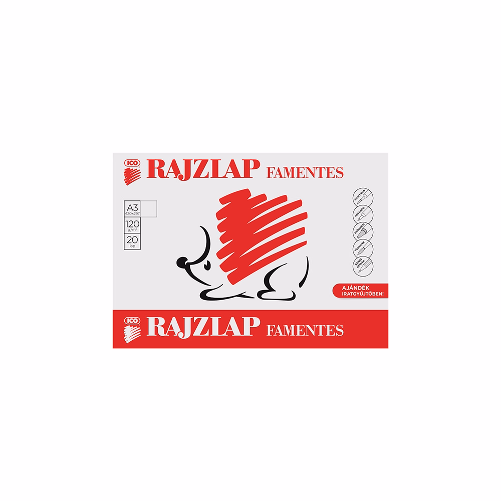 Rajzlap ICO Süni A/3 120 g famentes 20 lapos