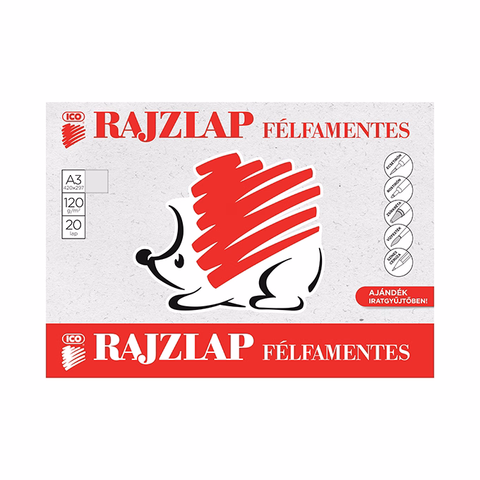 Rajzlap ICO Süni A/3 120 g félfamentes 20 lapos