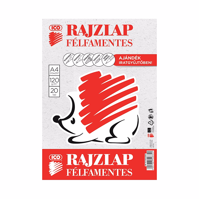 Rajzlap ICO Süni A/4 120 g félfamentes 20 lapos