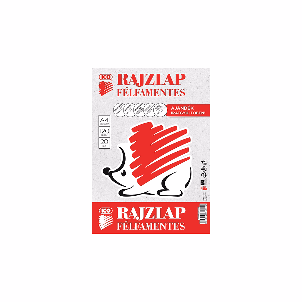 Rajzlap ICO Süni A/4 120 g félfamentes 20 lapos