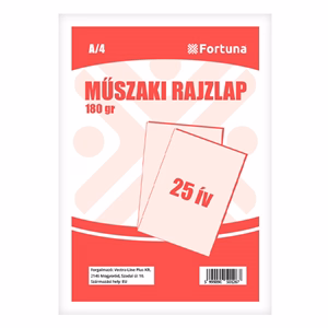Rajzlap műszaki FORTUNA A/4 180 g 25 lapos Rajzlap műszaki FORTUNA A/4 180 g 25 lapos