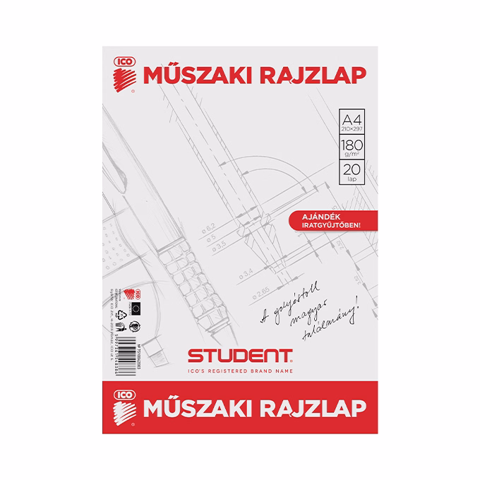 Rajzlap műszaki ICO Student A/4 20 lapos