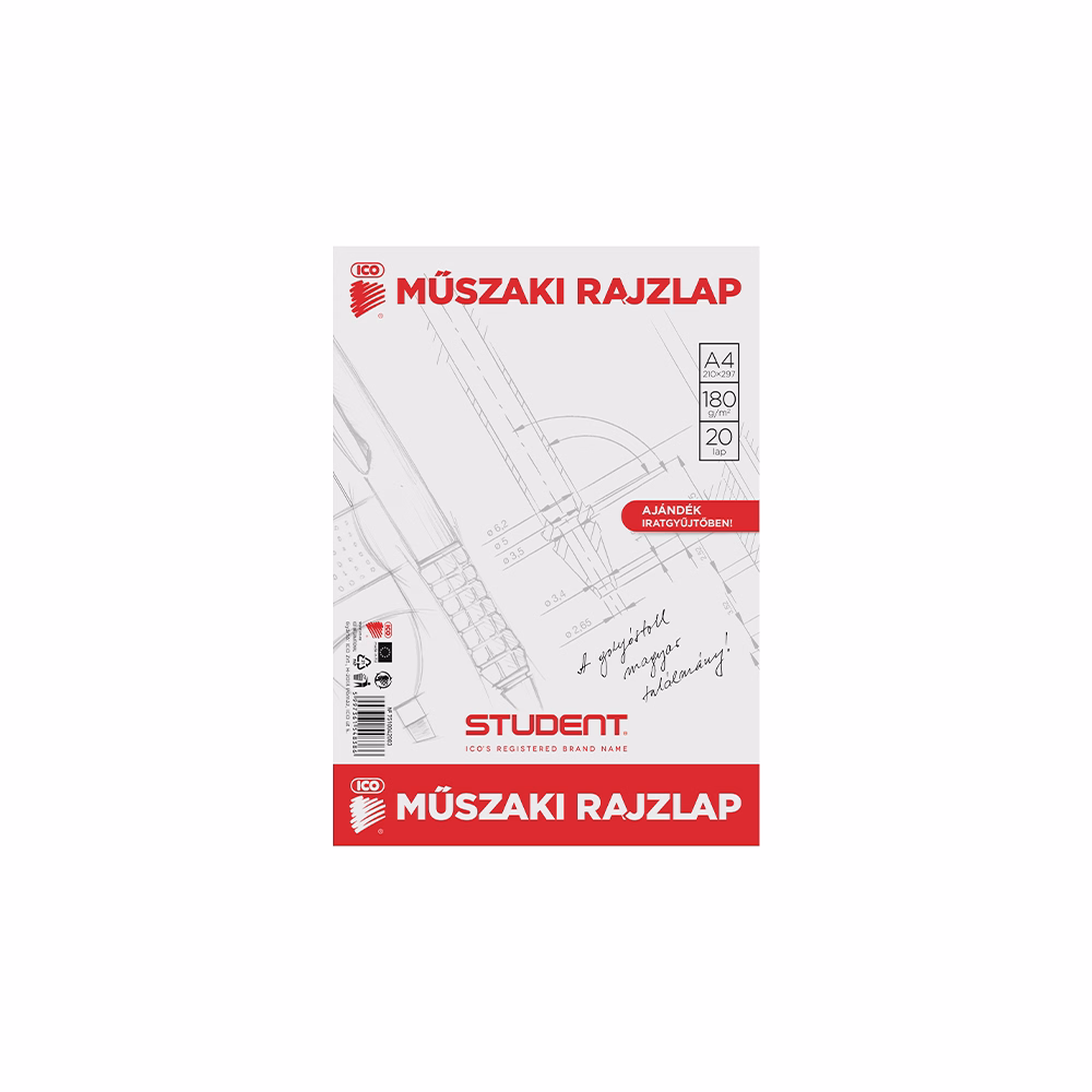Rajzlap műszaki ICO Student A/4 20 lapos