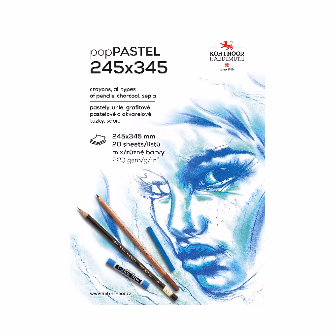Rajztömb KOH-I-NOOR 9920 245x345 mm 20 lapos pasztell színes