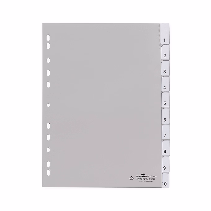 Regiszter DURABLE műanyag A/4 1-10 részes szürke