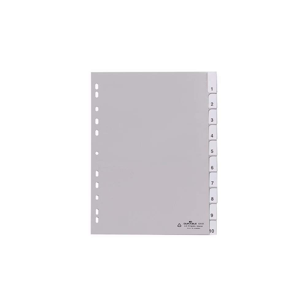 Regiszter DURABLE műanyag A/4 1-10 részes szürke