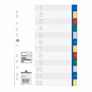 Regiszter DURABLE műanyag A/4 1-12 számos-színes