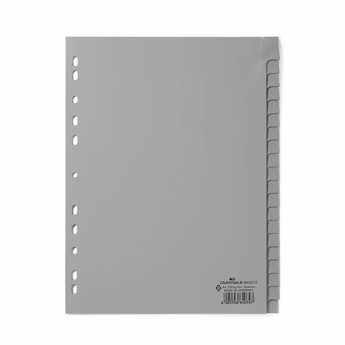 Regiszter DURABLE műanyag A/4 1-20 részes szürke