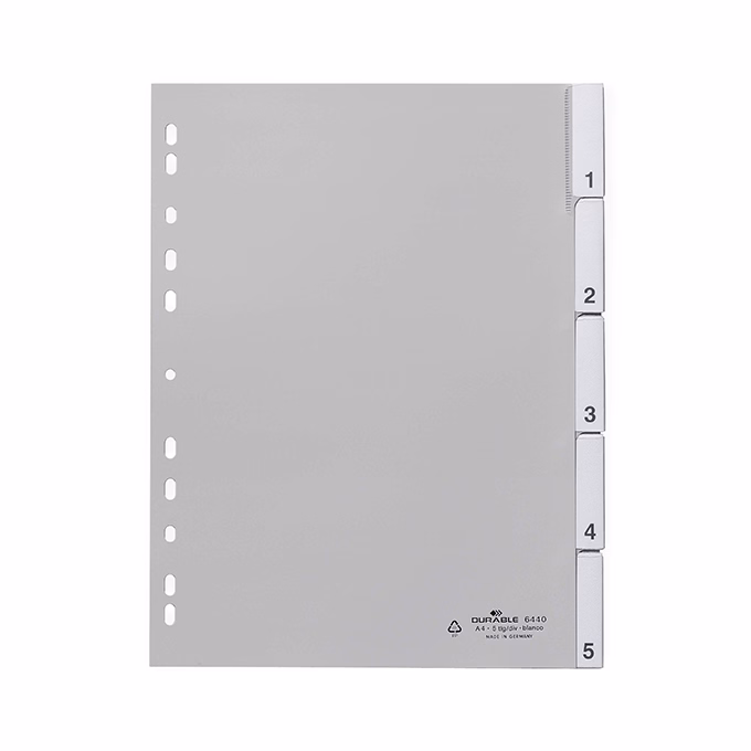 Regiszter DURABLE műanyag A/4 1-5 részes szürke