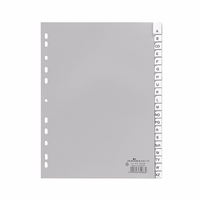 Regiszter DURABLE műanyag A/4 A-Z 20 részes szürke