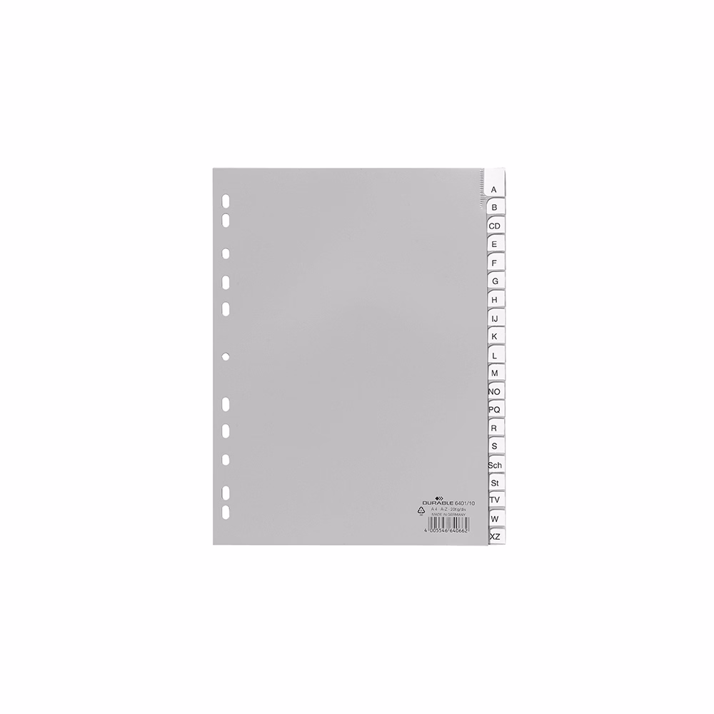 Regiszter DURABLE műanyag A/4 A-Z 20 részes szürke