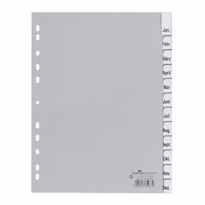 Regiszter DURABLE műanyag A/4 Jan-Dec 12 részes szürke