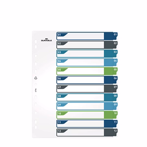 Regiszter DURABLE műanyag A/4 maxi 1-12 színes Regiszter DURABLE műanyag A/4 maxi 1-12 színes
