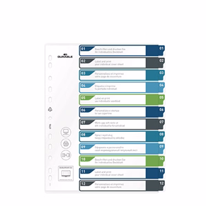 Regiszter DURABLE műanyag A/4 maxi 1-12 színes Regiszter DURABLE műanyag A/4 maxi 1-12 színes