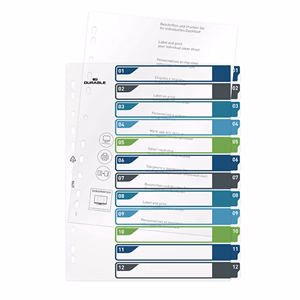 Regiszter DURABLE műanyag A/4 maxi 1-12 színes Regiszter DURABLE műanyag A/4 maxi 1-12 színes