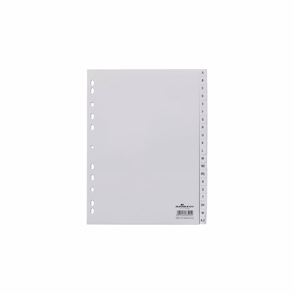 Regiszter DURABLE műanyag nemzetközi nyomtatású A/4 A-Z 20 részes szürke