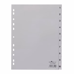 Regiszter DURABLE műanyag nyomtatott A/4 1-10 részes szürke