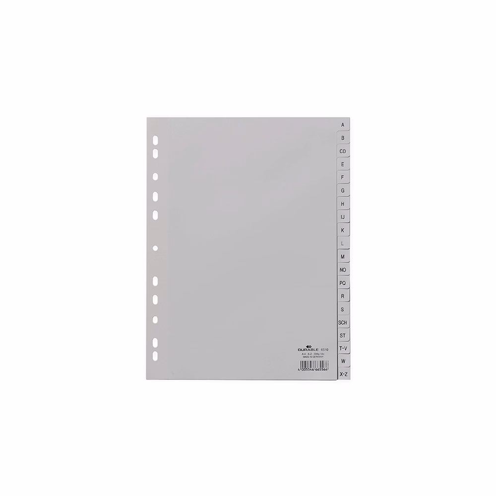 Regiszter DURABLE műanyag nyomtatott A/4 A-Z 20 részes szürke