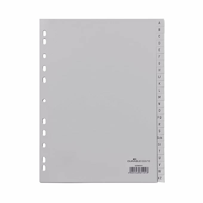 Regiszter DURABLE műanyag nyomtatott A/4 A-Z 24 részes szürke