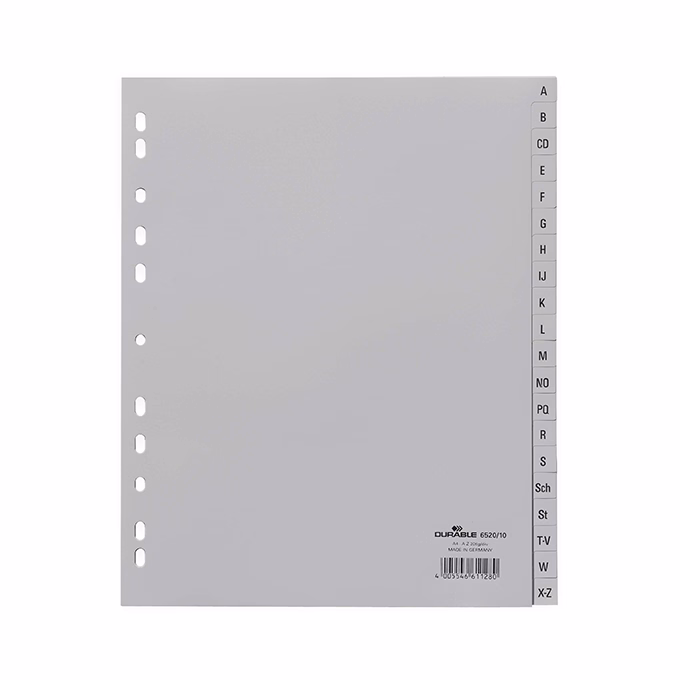 Regiszter DURABLE műanyag nyomtatott A/4 maxi A-Z 20 részes szürke