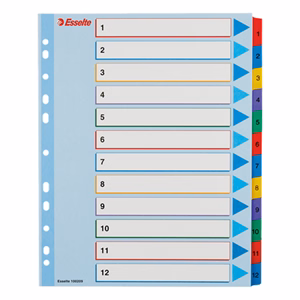 Regiszter ESSELTE A/4 maxi laminált karton újraírható 1-12