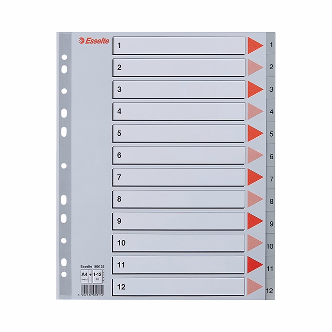 Regiszter ESSELTE A/4 maxi műanyag 1-12 szürke