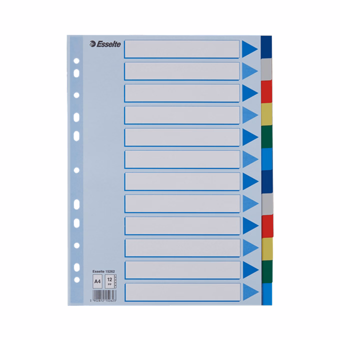 Regiszter ESSELTE A/4 műanyag 12 részes