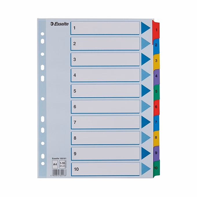 Regiszter ESSELTE Mylar A/4 laminált karton 1-10