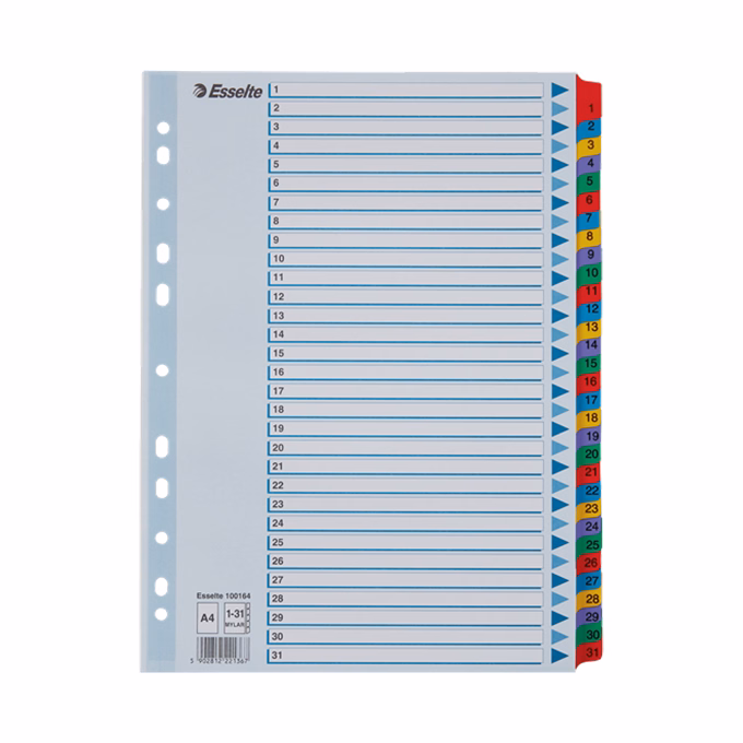 Regiszter ESSELTE Mylar A/4 laminált karton 1-31