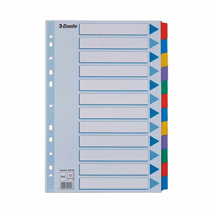 Regiszter ESSELTE Mylar A/4 laminált karton 12 részes Regiszter ESSELTE Mylar A/4 laminált karton 12 részes