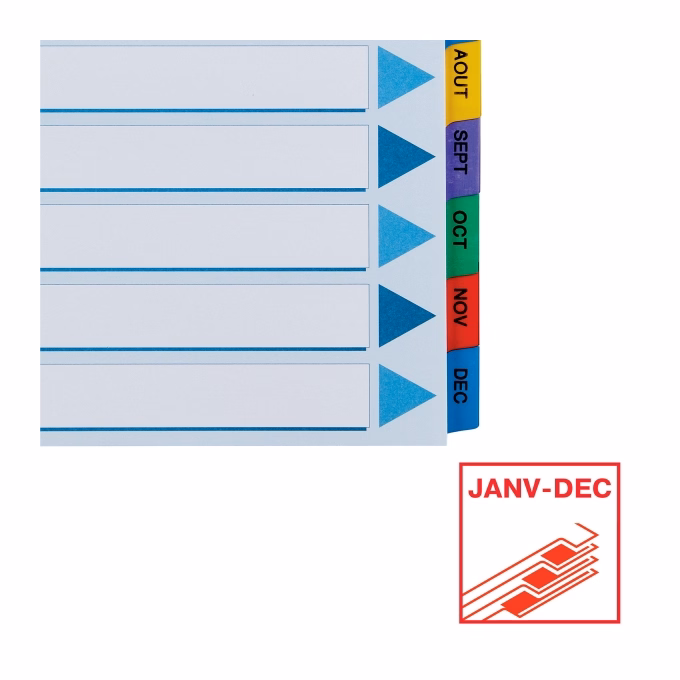 Regiszter ESSELTE Mylar A/4 laminált karton Jan-Dec