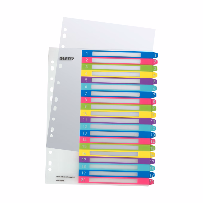 Regiszter LEITZ Wow A/4 műanyag nyomtatható extra széles 1-20