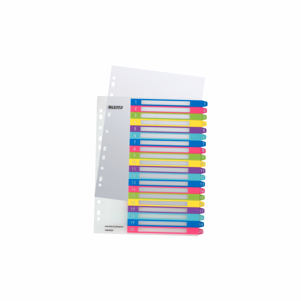 Regiszter LEITZ Wow A/4 műanyag nyomtatható extra széles 1-20