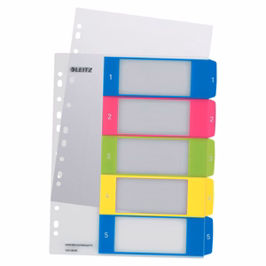Regiszter LEITZ Wow A/4 műanyag nyomtatható extra széles 1-5