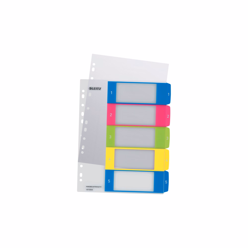 Regiszter LEITZ Wow A/4 műanyag nyomtatható extra széles 1-5