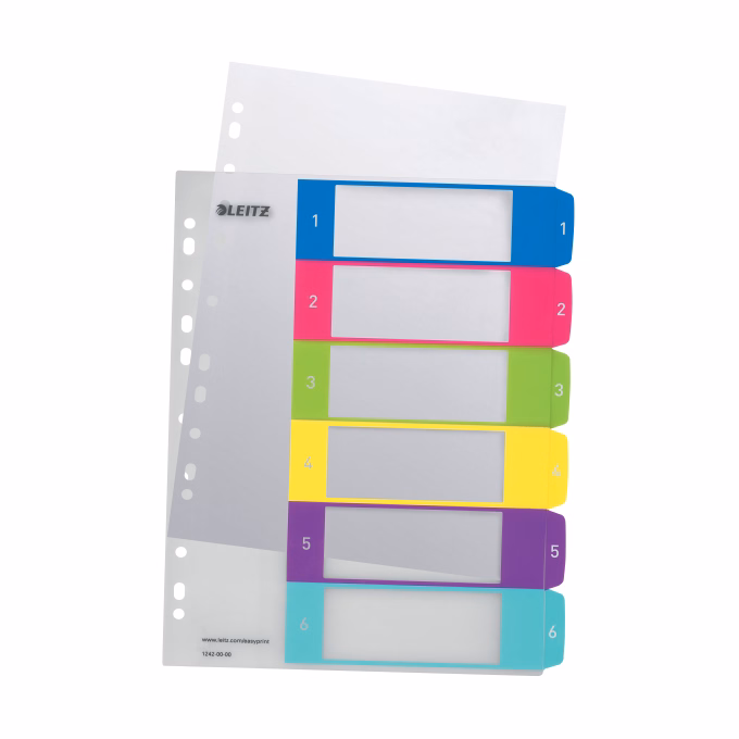 Regiszter LEITZ Wow  A/4 műanyag nyomtatható extra széles 1-6