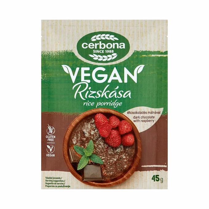 Rizskása CERBONA Vegán gluténmentes étcsokoládés-málnás 45 g