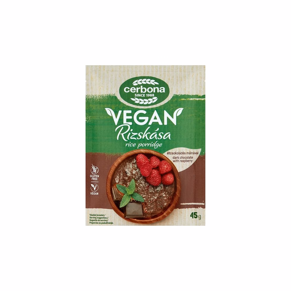 Rizskása CERBONA Vegán gluténmentes étcsokoládés-málnás 45 g