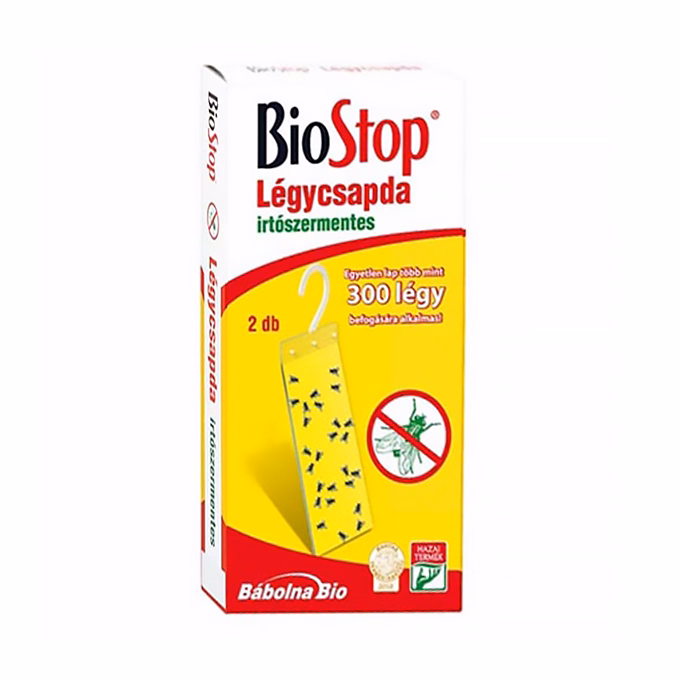 Rovarírtó légycsapda ragasztólap BIOSTOP 2 darabos irtószermentes