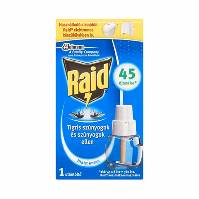Rovarírtó szúnyogirtó RAID utántöltő elektromos készülékhez illatmentes 27ml