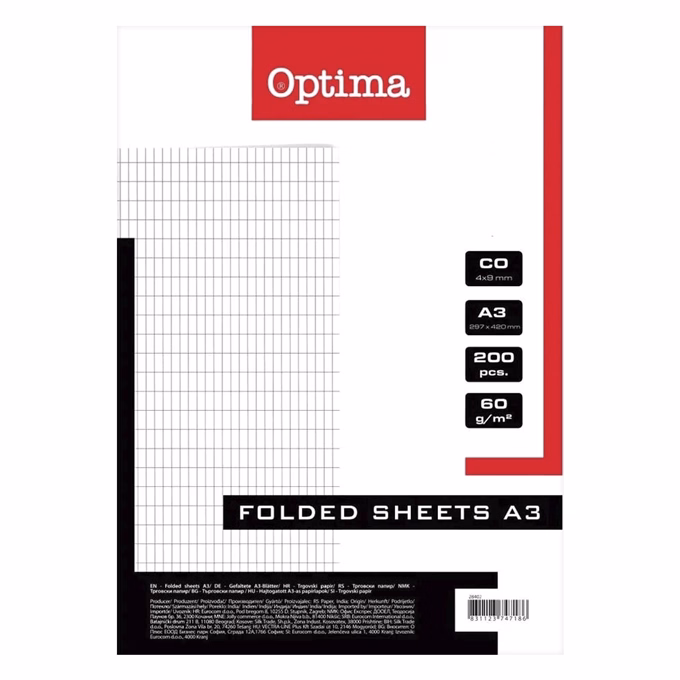 Rovatolt ív OPTIMA A/3 franciakockás 60 g 200 íves