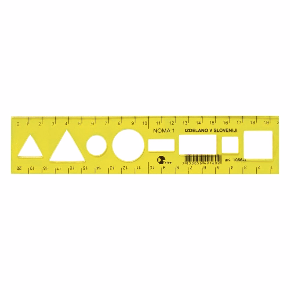 Sablon vonalzó OPTIMA hajlékony sárga 20cm