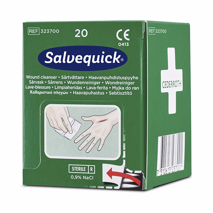 Sebtisztító kendő SALVEQUICK elsősegély állomás utántöltő 20 darabos