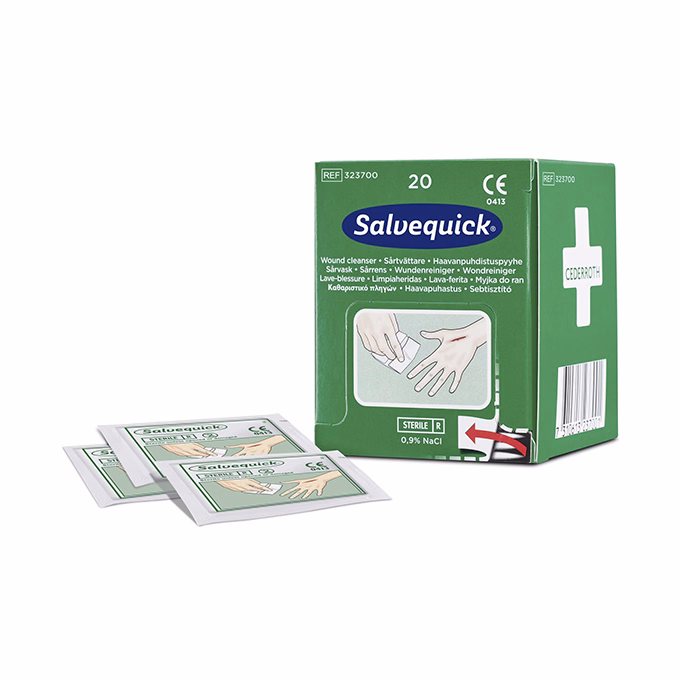 Sebtisztító kendő SALVEQUICK elsősegély állomás utántöltő 20 darabos