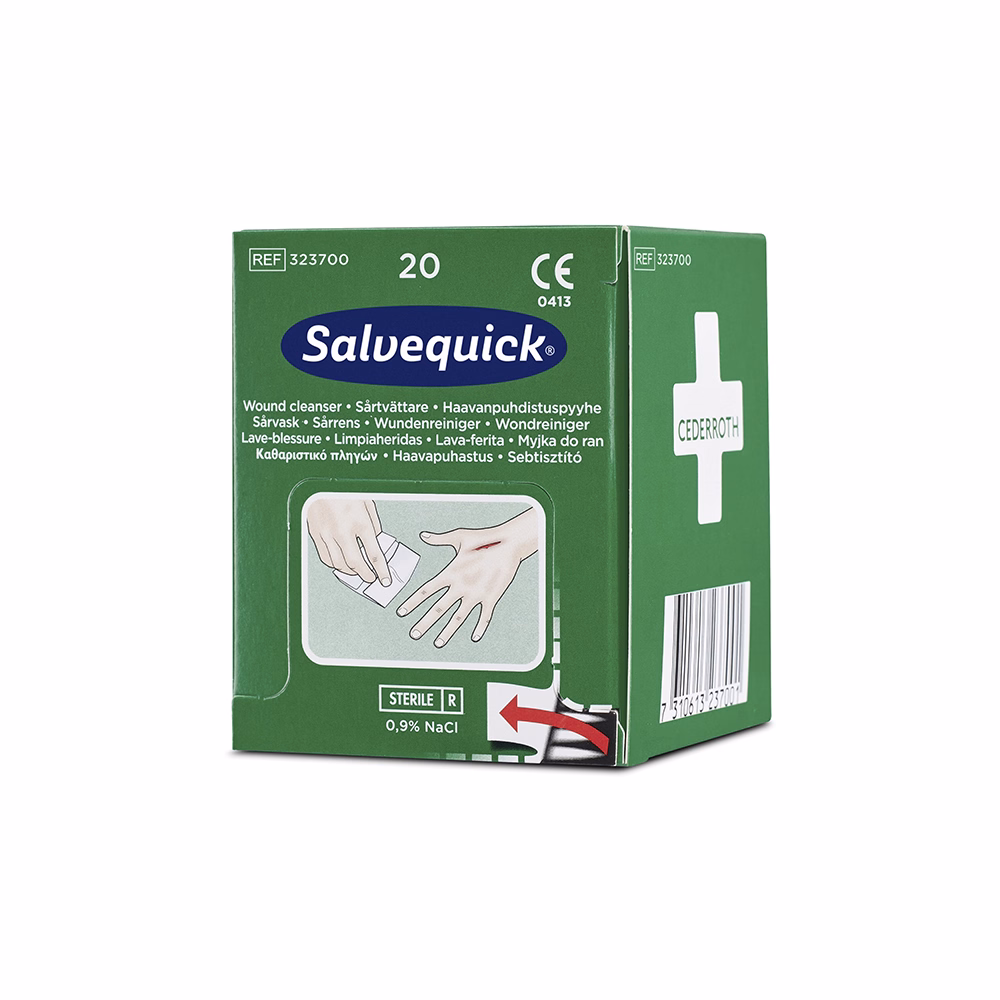 Sebtisztító kendő SALVEQUICK elsősegély állomás utántöltő 20 darabos
