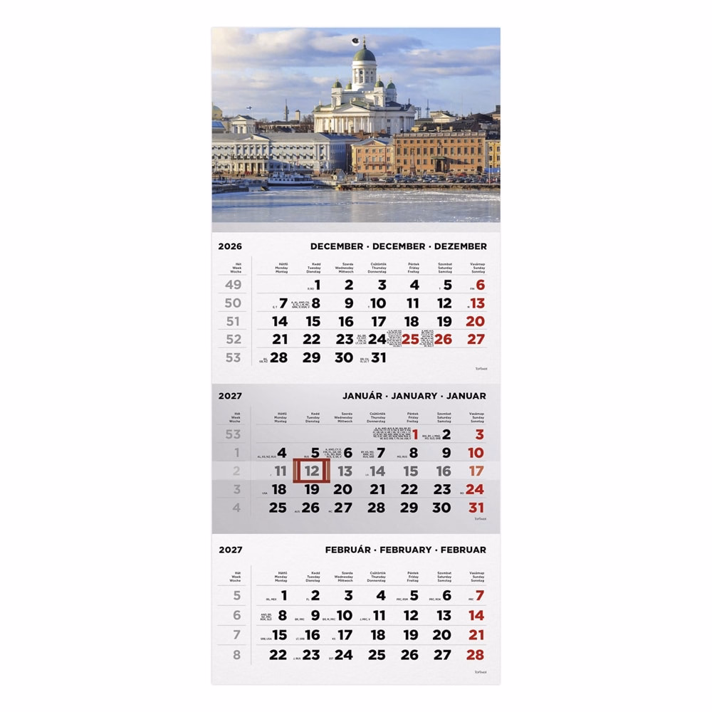Speditőr naptár TOPTIMER T072 1 tömbös 3 havi Város 2027